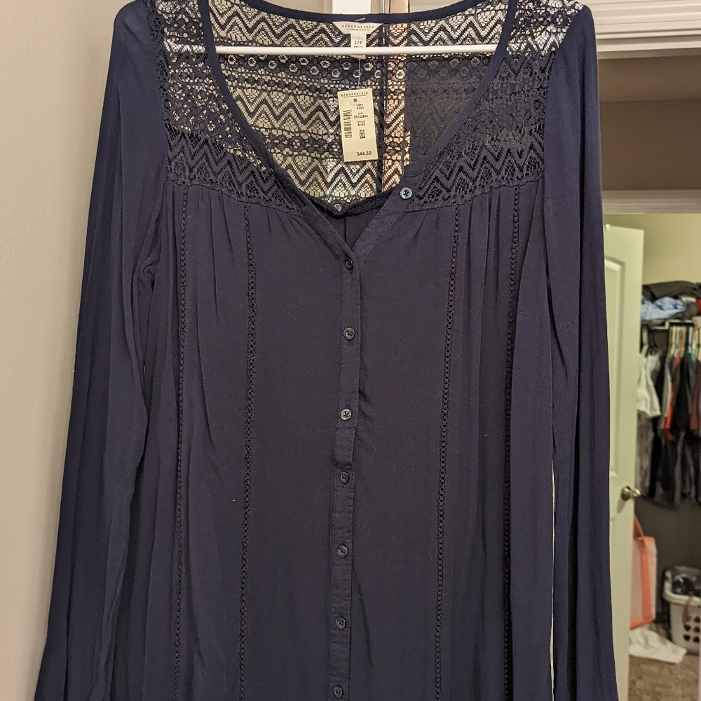 NWT Aeropostale button up peasant top